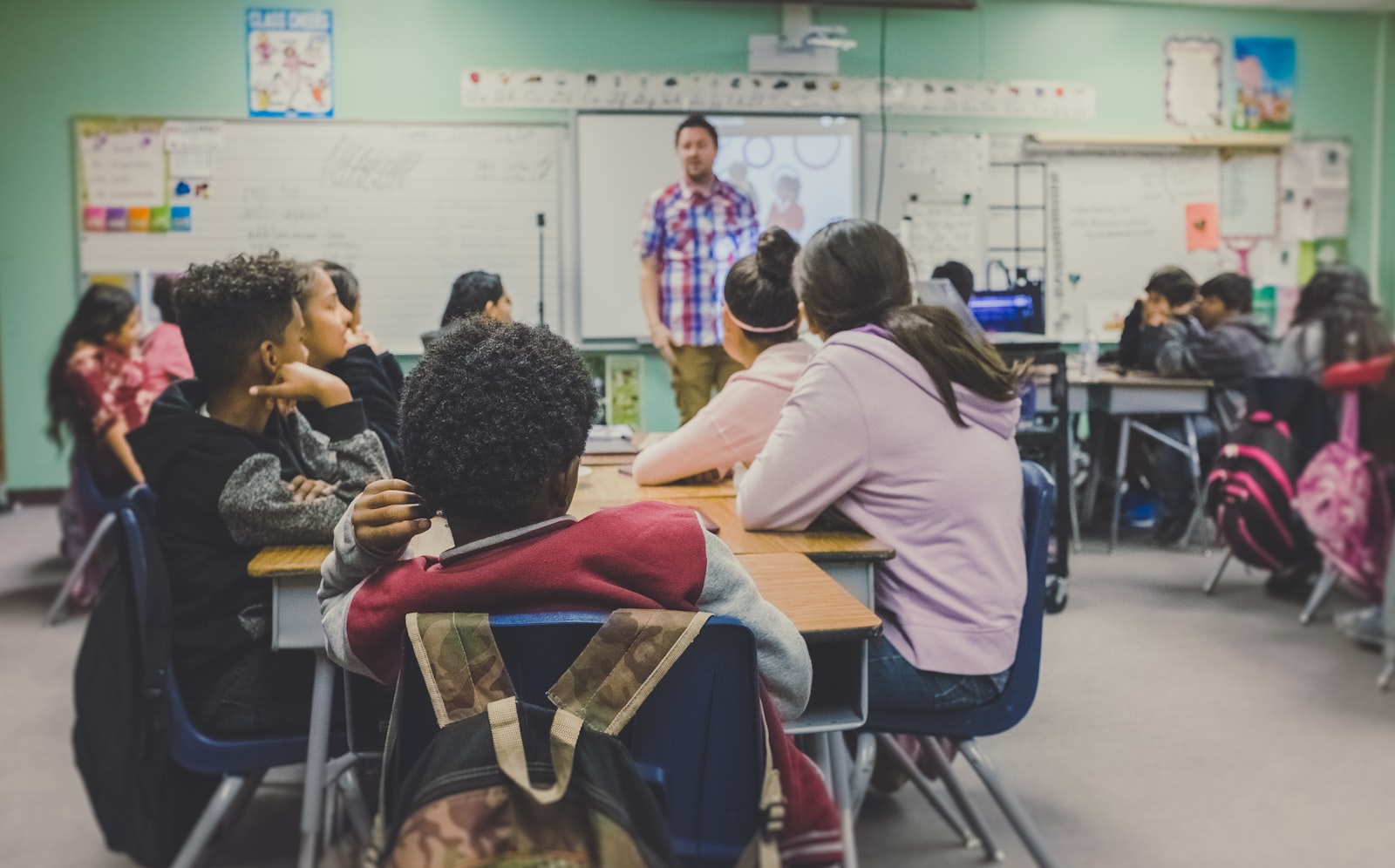 Students engaged in a digital literacy classroom session